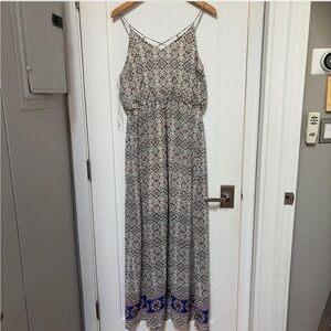 Sienna Sky Cream Printed Double-Strap maxi dress with Black &  red Pattern